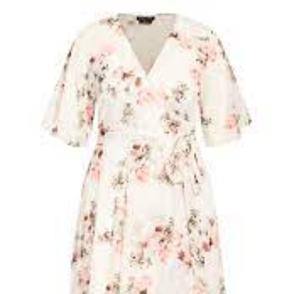 City Chic NWT Lotus Lust Maxi Wrap Dress Floral White XL/22 - Picture 8 of 8